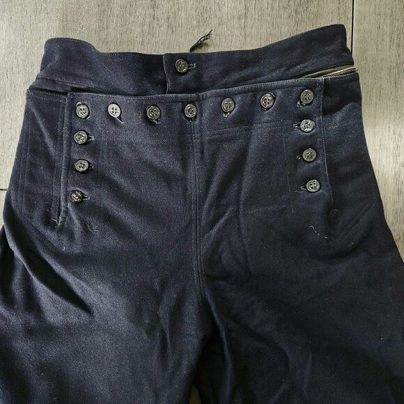 Vintage 1940s WW2 US Navy Crackerjack 13 Button Sailor Wool Flared Pants 28x28 - Picture 6 of 11